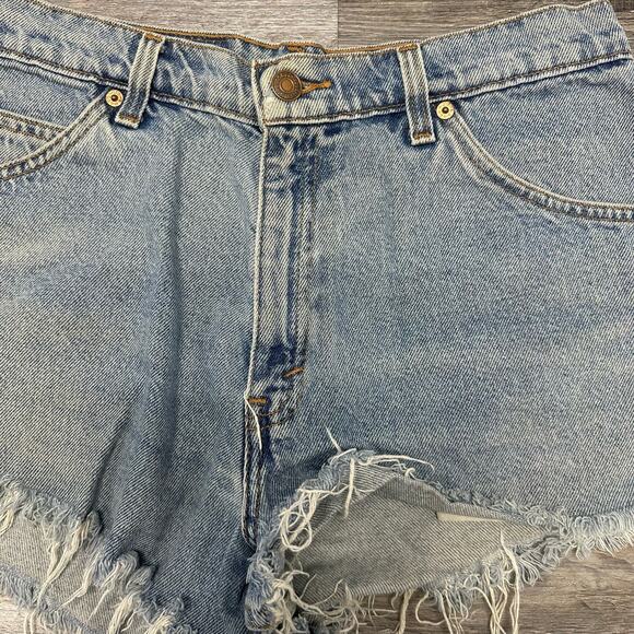 Vintage 90s Levis 950 Orange‎ Tab Blue Womens 10 Relaxed Fit Cut Off Jean Shorts - Picture 5 of 11